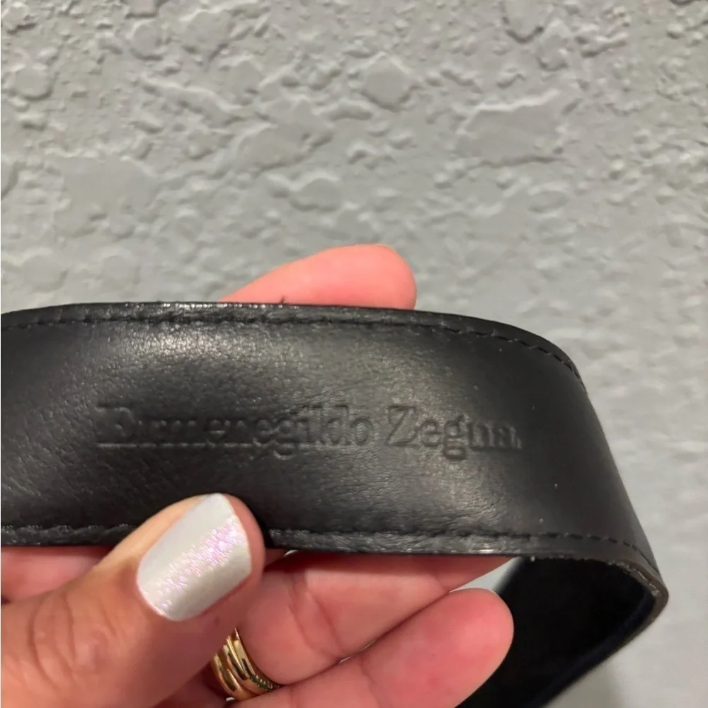 Ermenegildo Zegna Suede, Black Leather Belt with Silver Buckle (260)